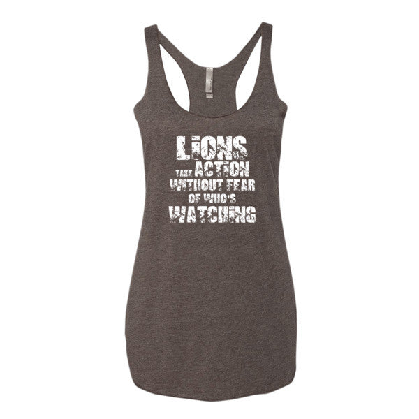 Women's Lions Take Action Without Fear racerback tank - Deviant Sway