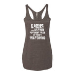 Women's Lions Take Action Without Fear racerback tank - Deviant Sway