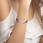 The Hustle is Female Engraved Silver Bar String Bracelet - Deviant Sway