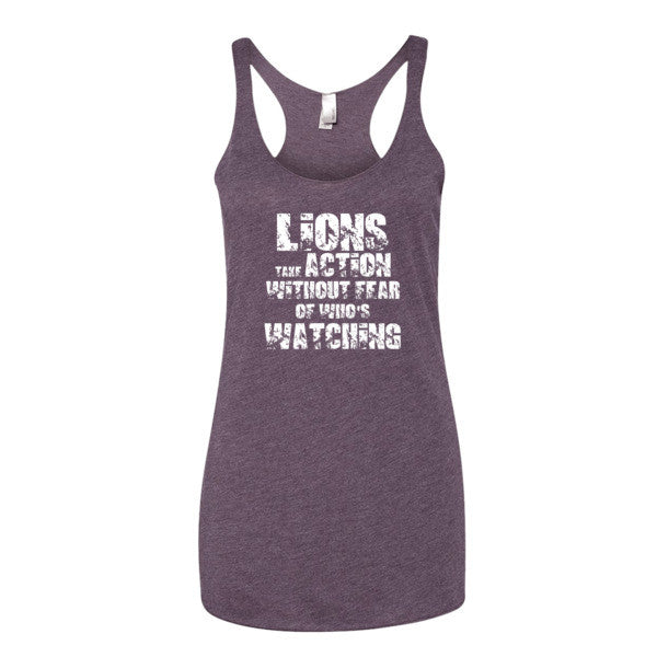 Women's Lions Take Action Without Fear racerback tank - Deviant Sway