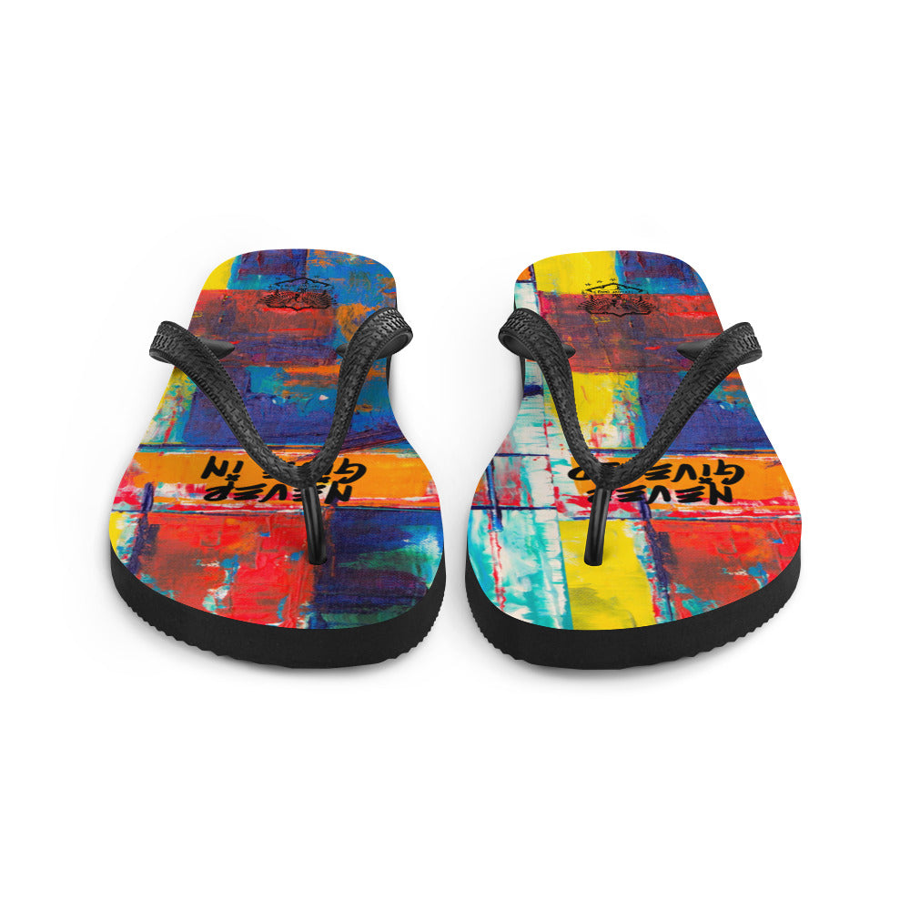 Never Give Up Never Give In Flip-Flops - Deviant Sway
