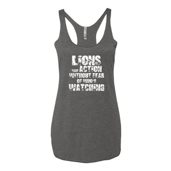 Women's Lions Take Action Without Fear racerback tank - Deviant Sway