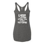 Women's Lions Take Action Without Fear racerback tank - Deviant Sway