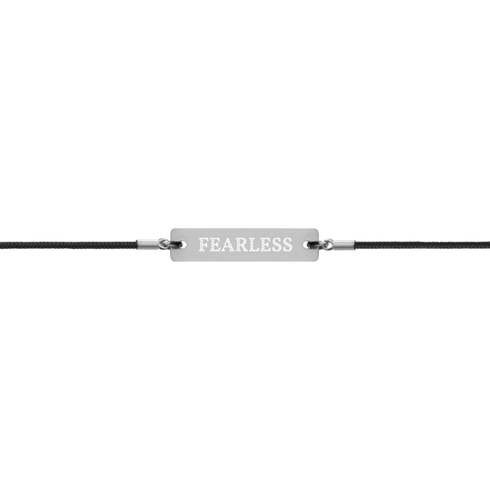 FEARLESS Engraved Silver Bar String Bracelet - Deviant Sway