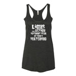 Women's Lions Take Action Without Fear racerback tank - Deviant Sway