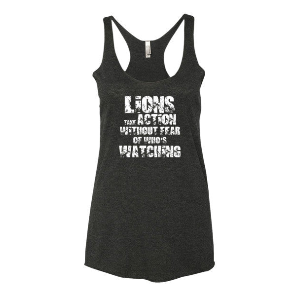 Women's Lions Take Action Without Fear racerback tank - Deviant Sway