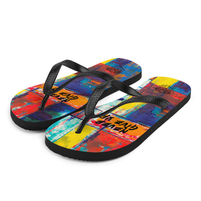 Never Give Up Never Give In Flip-Flops - Deviant Sway