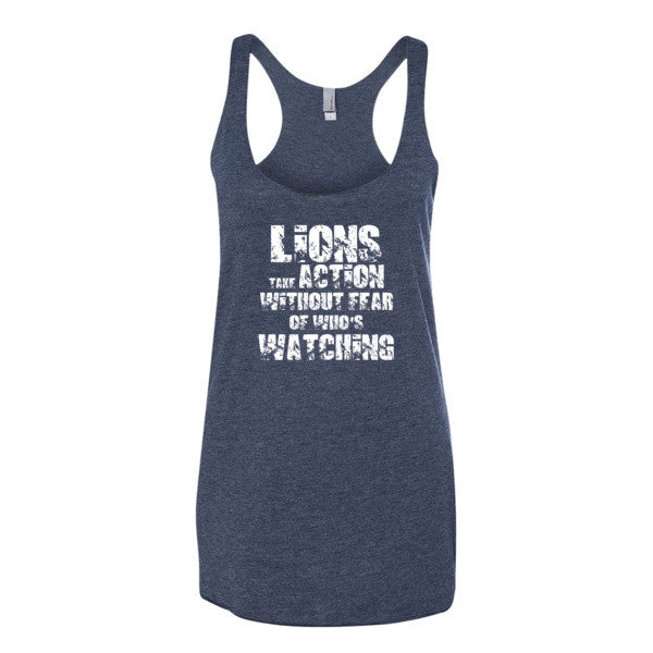 Women's Lions Take Action Without Fear racerback tank - Deviant Sway