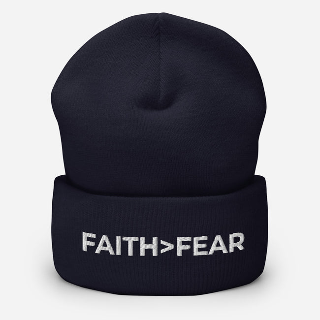 Faith Greater Than Fear Cuffed Beanie