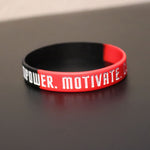 Empower Motivate Conquer Adult Red and Black Wristband - Deviant Sway
