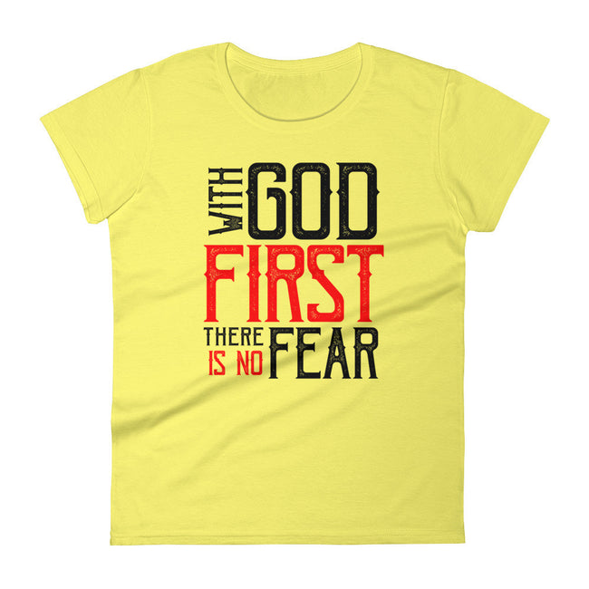 Women's With God First No Fear short sleeve t-shirt - Deviant Sway