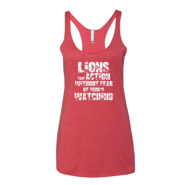 Women's Lions Take Action Without Fear racerback tank - Deviant Sway