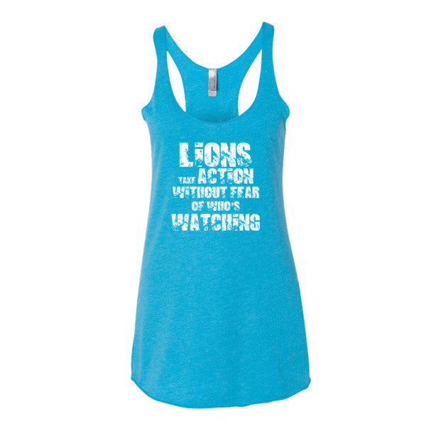 Women's Lions Take Action Without Fear racerback tank - Deviant Sway